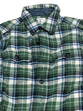 Lands' End Green and Blue Plaid Button-Down Shirt